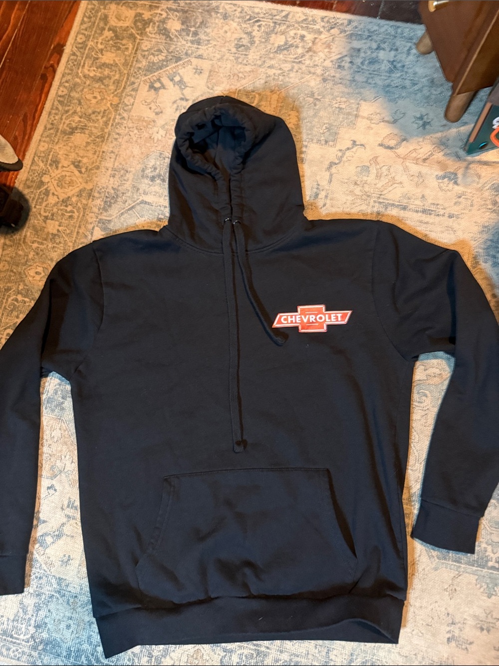 Ash Black Crewneck Hoodie with Red Chevrolet Logo